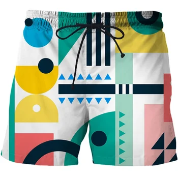 Геометрия 3D принтирани плажни шорти Мъжки плувни шорти Мъжки бордови шорти Плюс размер сърф куфари бански костюми бягане къси панталони