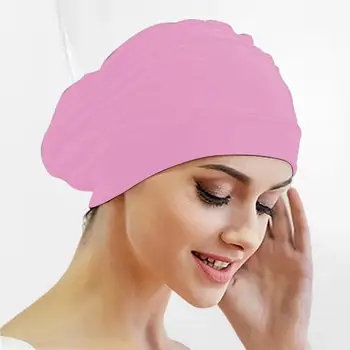 Еластична найлонова плувна шапка за жени, дълга коса, защита на ушите, шапка за къпане, цвят, свободен размер, мода 1