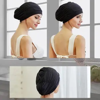 Еластична найлонова плувна шапка за жени, дълга коса, защита на ушите, шапка за къпане, цвят, свободен размер, мода 3