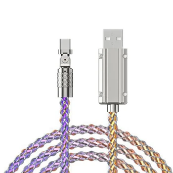 USB тип C градиентен цветен кабел за данни Светлинен кабел за данни Многоцветна дишаща светлина за Huawei Samsung Xiaomi бързо зареждане 0