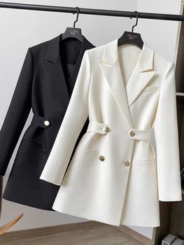 2023 Костюм палто Дамска пролет Есен Нова мода Бяла блуза Блейзъри за жени Шикозно и елегантно женско яке Casual Slim