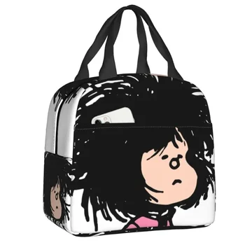 Хумор манга Mafalda обяд кутия за жени карикатура термичен охладител храна изолирани обяд чанта деца училище деца пикник голяма пазарска чанта