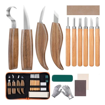 Дърворезба инструменти Whittling Kit дървообработващ комплект Deluxe лъжица дърворезба нож комплекти за начинаещи
