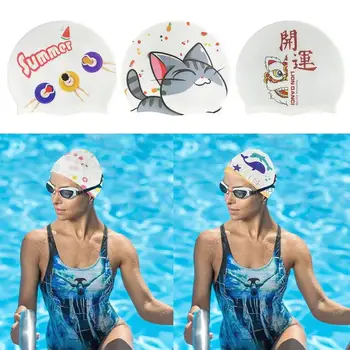 Плувни шапки Силиконова водоустойчива шапка за плуване за мъже Жени Дълга коса Шапки за басейн Гмуркане Оборудване за плуване Еластични капачки