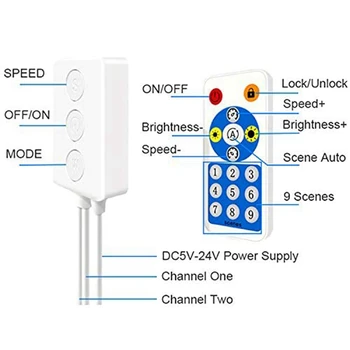 LBER 5X SP601E двоен сигнал изход Bluetooth LED музикален контролер за LED пикселна лента WS2812B UCS1903 TM1804, IOS Android App 4