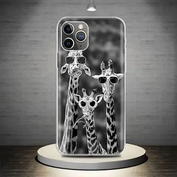 Сладък карикатура жираф животински телефон случай капак за iPhone 14 13 Pro 11 15 Ultra 12 XR X XS Макс 7 8 6S плюс SE мек модел Coque 1
