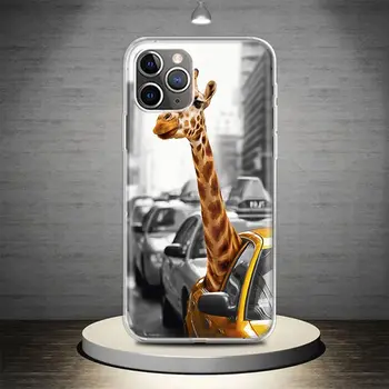 Сладък карикатура жираф животински телефон случай капак за iPhone 14 13 Pro 11 15 Ultra 12 XR X XS Макс 7 8 6S плюс SE мек модел Coque 3