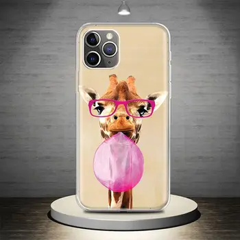 Сладък карикатура жираф животински телефон случай капак за iPhone 14 13 Pro 11 15 Ultra 12 XR X XS Макс 7 8 6S плюс SE мек модел Coque 4