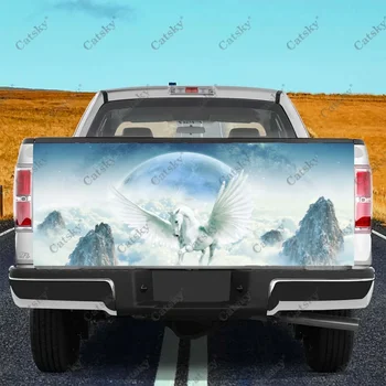 Fantasy Pegasus Truck Tailgate Wrap HD Decal Graphics Универсално прилягане за камиони с пълен размер, устойчиви на атмосферни влияния и автомивка