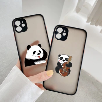 Creative Bear китара Panda животински телефон случай за iPhone 11 12 13 Pro Max за iPhone X XS XR 7 8 плюс ясно удароустойчив заден капак 0