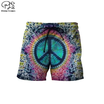 PLstar Cosmos Hippie Peace Love Beach Shorts 3D отпечатани летни ежедневни мъжки шорти Loose Quick Drying шорти 0
