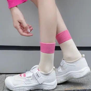 Плетене ивица чорапи дишаща Harajuku памук пачуърк цвят чорапи японски къси чорапи средата тръба чорапи спорт
