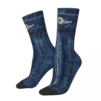Blue Denim Classic Jeans Texture Socks Harajuku Super Soft Stockings All Season Socks Accessories for Man Woman Birthday Present
