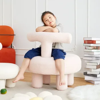 скандинавски стил агнешка вълна мързелив стол дизайнер малък апартамент единичен диван стол детски свободно време стол светлина луксозен нисък стол
