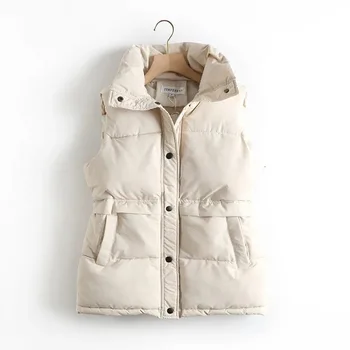 Памучна жилетка Жените носят къси 2023 есен и зима Нова корейска версия на надолу подплатени яке хлабав палто стойка яка жилетка