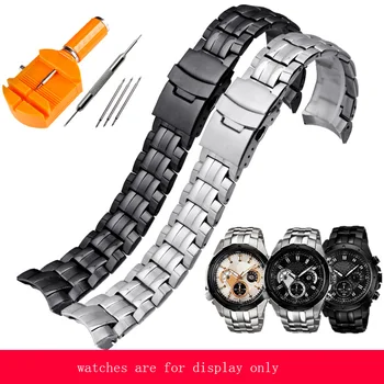 Yopo 316L каишка от неръждаема стомана 22mm черна сребърна гривна дъга интерфейс адаптация Edific EF-535 мъжки часовник верига