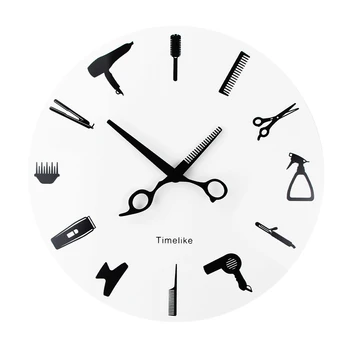 Timelike бръснар стилист инструменти стенен часовник модерен 3D кварц без тиктакане красота фризьорски салон часовници часовник за дома декор