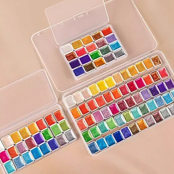 Solid Metallic Watercolor Paint Set 12/20/24/60 Цветове Мини 1ml Акварел Бои за нокти за боядисване Акварела Арт Консумативи