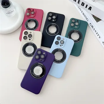 Плътен цветен калъф за телефон за iPhone 14 pro 13 Pro Max за iPhone 11 12 PRO магнитен капак за телефон с безжично зареждане Magsafe