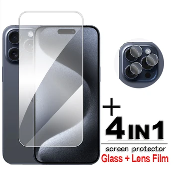 За iPhone 15 Pro стъкло за iPhone 15 Pro закалено стъкло Прозрачен HD екран протектор за iPhone 15 Pro Max обектив филм