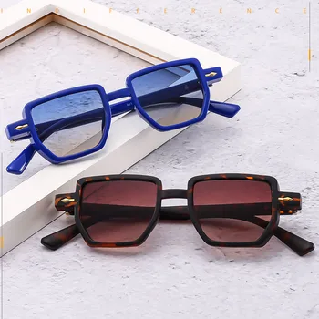 Imwete модна марка малки квадратни слънчеви очила за жени мъже UV400 реколта пънк нитове многоъгълник очила унисекс градиент слънчеви очила