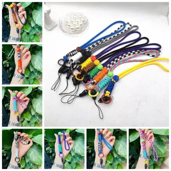 Двуцветна каишка за мобилен телефон Регулируемо плетено висящо въже Анти загуба Найлон двуцветно ръчно въже за окачване на телефон