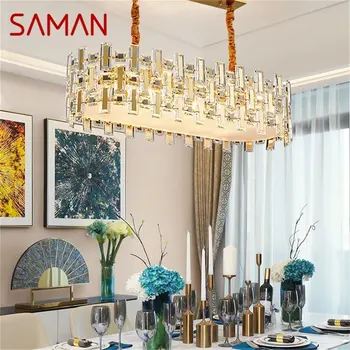 SAMAN Постмодерна висулка светлина творчески златен полилей LED луксозна кристална лампа за декорация на дома