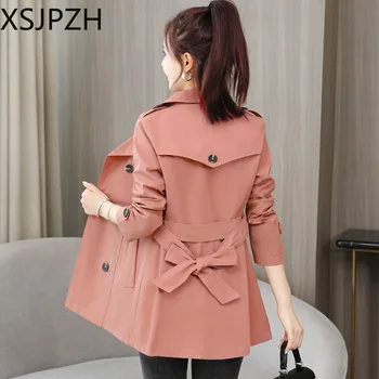 2023 Нови жени есенен тренчкот мода къси якета корейска версия връхни дрехи кльощава малък драперия палто 1