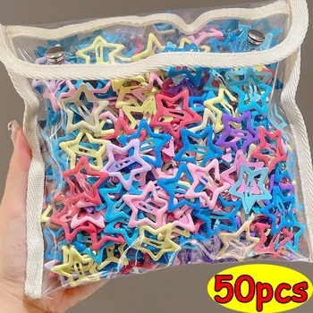 Colorful Star Hairclips Y2K Cool Girls Women Metal Snap BB Clip Cartoons Hairpins Side Barrettes Headwear Accessories Wholesale