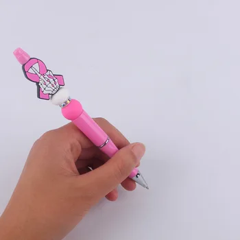 Pink силиконови топчета химикалка сладък карикатура сърцето рокли топчета мъниста писалка DIY студенти подарък учител многофункционална писалка 3