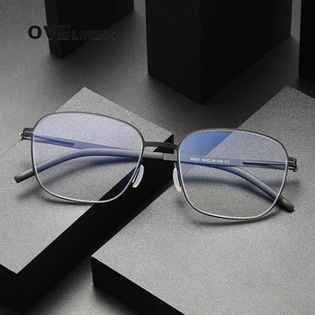 Чист титанов очила рамка мъже квадратни очила 2024 нов мъжки класически пълен оптичен рецепта очила рамки жени спектакъл