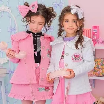 Дрехи за момичета 2023 Есен и зима Модерен Марка Малък аромат Подплатени детски памучни дрехи + Комплект кюлоти