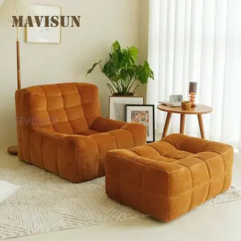 Модерен комфортен оранжев единичен диван кадифе плат висока устойчивост гъба хол облегалка стол Nordic шезлонги