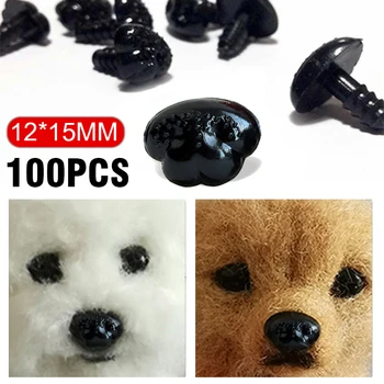 100pcs 12 * 15mm черна пластмасова кукла нос за плюшено мече животински кукла деца DIY кукла занаятчийски играчки аксесоари