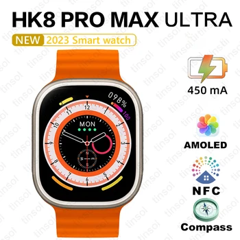 HK8 Pro Max Ultra Smart Watch Series 8 49mm AMOLED екран High Refresh Rtae Compass Game NFC Smartwatch Men Sport Watch 0