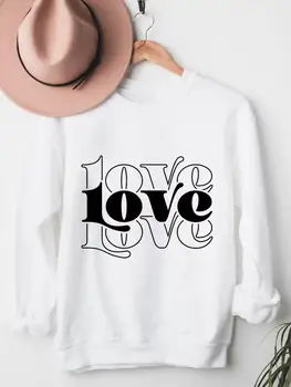 Print Суитчъри Love Letter Trend 90s Cute Women Fashion Clothing Fleece Long Sleeve Clothes Ladies Warm Graphic Pullovers