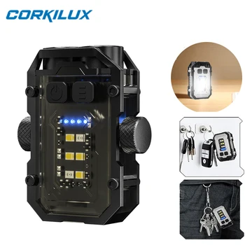 CORKILUX Fidget Spinner Мини преносим ключодържател светлина джоб фенерче тип-C USB акумулаторна EDC факел магнит къмпинг лампа