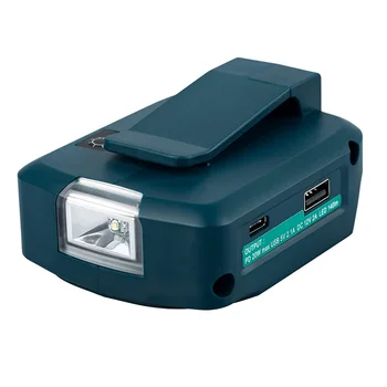 За Makita ADP05 14.4V / 18V Lion батерия USB / Type-C конвертор порт с LED светлина прожектор външна светлина за Makita