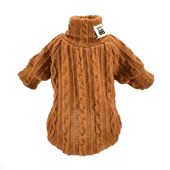 Pet Поло плетен пуловер триизмерна бродерия яка лого котка и куче пуловер куче дрехи есен и зима 0