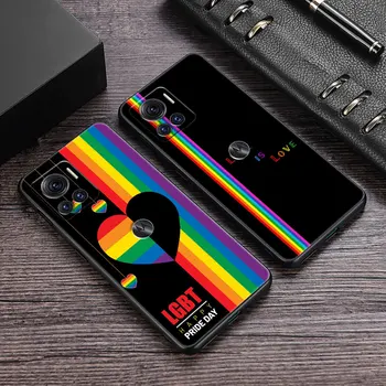 LGBT Rainbow Gay Lesbian Калъф за телефон за Motorola Moto G60 S G71 G72 G73 G53 G52 G51 G32 G30 G22 G9 G8 Power Plus мек заден капак