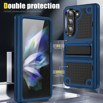 За Samsung Z Fold 5 Fold5 мобилен телефон защитна броня случай за Samsung Galaxy Z Fold5 5G противоплъзгаща стойка панта капак