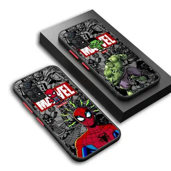 Матов калъф за телефон за Redmi Note 11S 11T 10S 9 10 Pro 9S 7 8T 12 Pro 8 Pro 12 Pro Cartoon Marvel Hero Funda Калъфи Cover