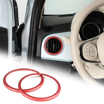алуминиева сплав червено за Fiat 500 2016-2024 кола табло страничен въздушен изход декоративен пръстен кола интериорни аксесоари