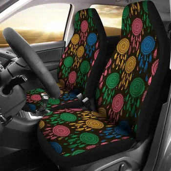 Dream Catcher Colorful Feather Seat Cover Car Seat Covers Set 2 Pc, Аксесоари за кола Изтривалки за кола 0