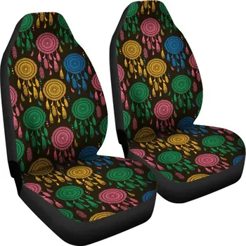 Dream Catcher Colorful Feather Seat Cover Car Seat Covers Set 2 Pc, Аксесоари за кола Изтривалки за кола 3