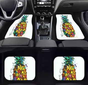 Стелки за кола - ярък плакат изображение ананас плодове килим подови стелки за автомобили, против хлъзгане каучук авто интериор декоративни 1