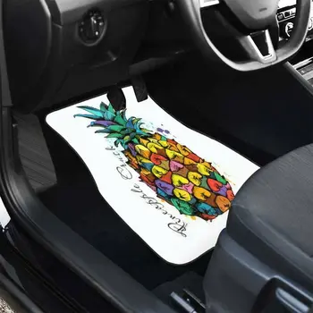 Стелки за кола - ярък плакат изображение ананас плодове килим подови стелки за автомобили, против хлъзгане каучук авто интериор декоративни 2