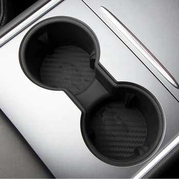 Държач за чаши за Tesla Модел 3 / Y Централен контрол на автомобила Кутия за подлакътници Фиксирана водна чаша слот за съхранение Ограничител на водни чаши Резервни части 4