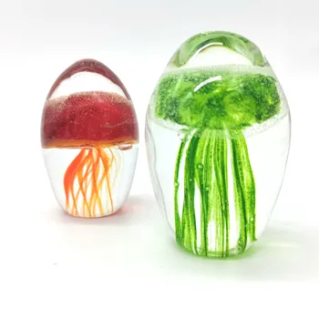Прекрасна цветна медуза ръчно изработена Мурано изкуство стъкло преспапие занаятчийски