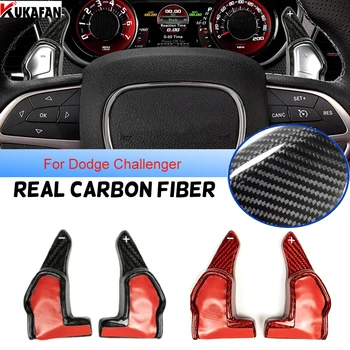 Real Carbon Fiber Car Steering Wheel Shift Paddles Extended Decoration Trim Styling Extension For Dodge Challenger SRT Charger